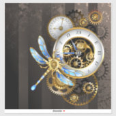 Steampunk-klok met mechanische dragonfly sticker (Vel)