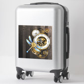 Steampunk-klok met mechanische dragonfly sticker (Koffer)
