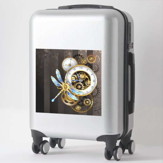 Steampunk-klok met mechanische dragonfly sticker (Koffer)