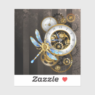 Steampunk-klok met mechanische dragonfly sticker