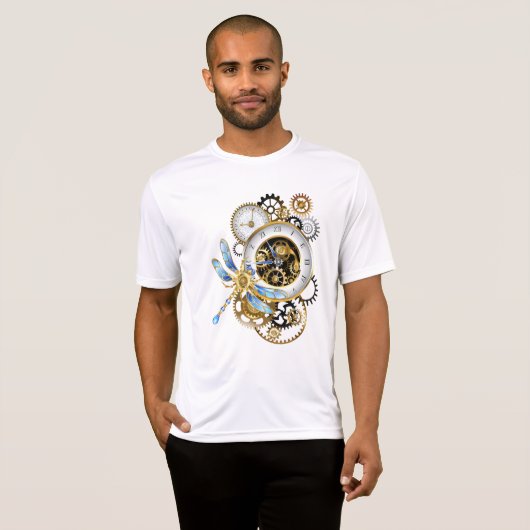 Steampunk-klok met mechanische dragonfly t-shirt (Voorkant volledig)