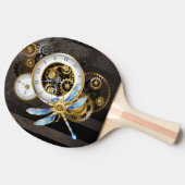 Steampunk-klok met mechanische dragonfly tafeltennisbatje (Zijkant)