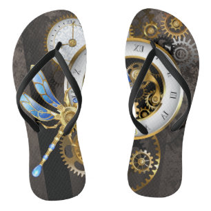 Steampunk-klok met mechanische dragonfly teenslippers