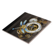 Steampunk-klok met mechanische dragonfly tegeltje (Zijkant)