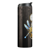 Steampunk-klok met mechanische dragonfly thermosbeker (Gedraaid links)