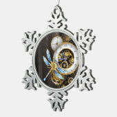 Steampunk-klok met mechanische dragonfly tin sneeuwvlok ornament (Rechts)