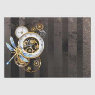 Steampunk-klok met mechanische dragonfly tissuepapier
