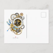 Steampunk-klok met mechanische dragonfly uitnodiging briefkaart (Achterkant)
