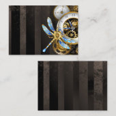 Steampunk-klok met mechanische dragonfly visitekaartje (Voorkant / Achterkant)