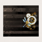 Steampunk-klok met mechanische dragonfly visitekaartje (Buitenkant ongevouwen)