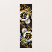 Steampunk-klok met mechanische dragonfly visitekaartje (Buitenkant ongevouwen)