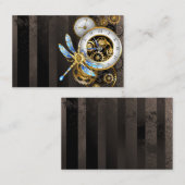 Steampunk-klok met mechanische dragonfly visitekaartje (Voorkant / Achterkant)