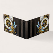 Steampunk-klok met mechanische dragonfly visitekaartje (Buitenkant)