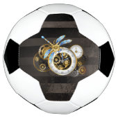 Steampunk-klok met mechanische dragonfly voetbal (Gedraaid)