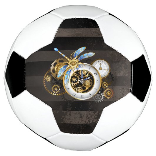 Steampunk-klok met mechanische dragonfly voetbal (Gedraaid)