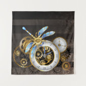 Steampunk-klok met mechanische dragonfly wandkleed (Voorkant (horizontaal))