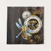 Steampunk-klok met mechanische dragonfly wandkleed (Voorkant)