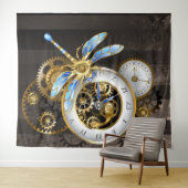 Steampunk-klok met mechanische dragonfly wandkleed (In Situ (horizontaal))