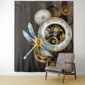 Steampunk-klok met mechanische dragonfly wandkleed (In situ)