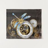 Steampunk-klok met mechanische dragonfly wandkleed (Voorkant (horizontaal))