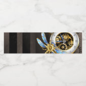 Steampunk-klok met mechanische dragonfly waterfles etiket (Enkel label)
