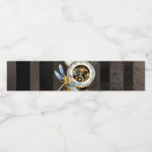 Steampunk-klok met mechanische dragonfly waterfles etiket (Enkel label)