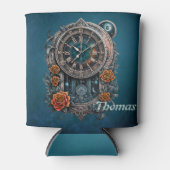  Steampunk klok met Rozen. Blikjeskoeler (Voorkant)