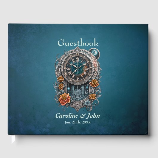  Steampunk klok met Rozen. Gastenboek (Voorkant)