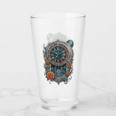  Steampunk klok met Rozen. Glas (Achterkant)