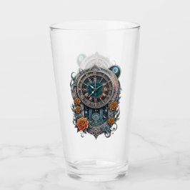  Steampunk klok met Rozen. Glas