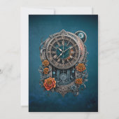  Steampunk klok met Rozen. Kaart (Achterkant)
