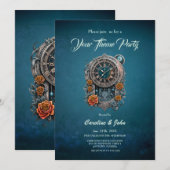  Steampunk klok met Rozen. Kaart (Voorkant / Achterkant)