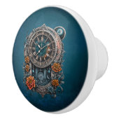  Steampunk klok met Rozen. Keramische Knop (Rechts)