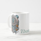  Steampunk klok met Rozen. Koffiemok (Voorkant links)