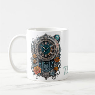 Steampunk klok met Rozen. Koffiemok
