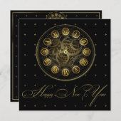 Steampunk Klok Nieuwe Jaren Uitnodiging van de Eve (Voorkant / Achterkant)