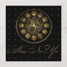 Steampunk Klok Nieuwe Jaren Uitnodiging van de Eve