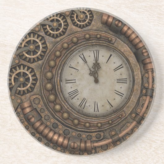 Steampunk  klok tandwielen Bronze Zandsteen Onderzetter (Voorkant)
