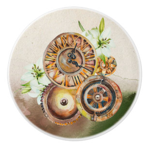 Steampunk klok tandwielen Vintage lade knoppen h