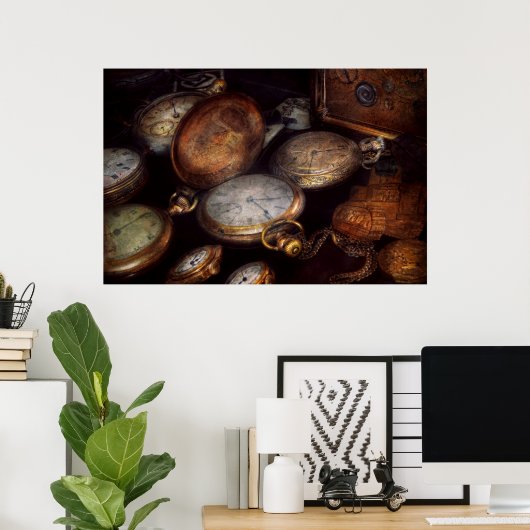 Steampunk - klok - Versleten tijd Poster (Thuiskantoor)