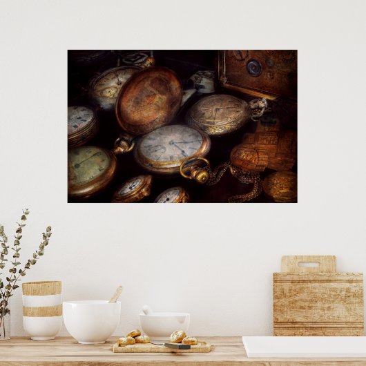 Steampunk - klok - Versleten tijd Poster (Keuken)