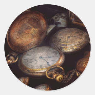 Steampunk - klok - Versleten tijd Ronde Sticker
