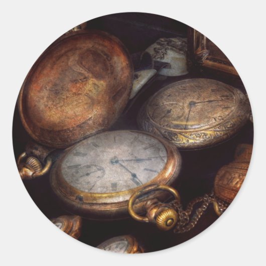 Steampunk - klok - Versleten tijd Ronde Sticker (Voorkant)
