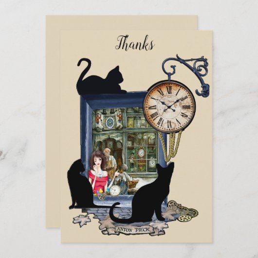 Steampunk-klokhuis in het Oude Amsterdam Bedankkaart (Voorkant / Achterkant)