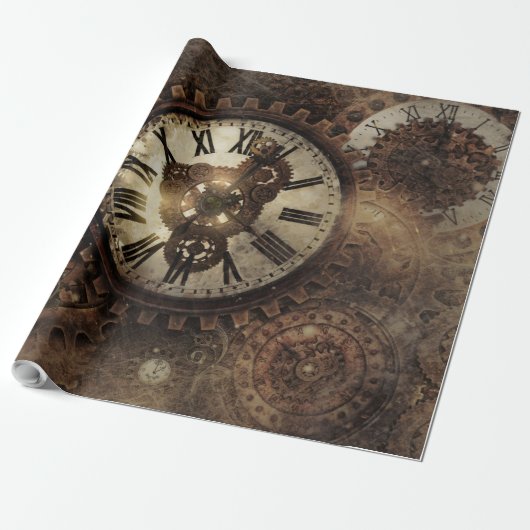 Steampunk-klokken Cadeaupapier (Uitgerold)