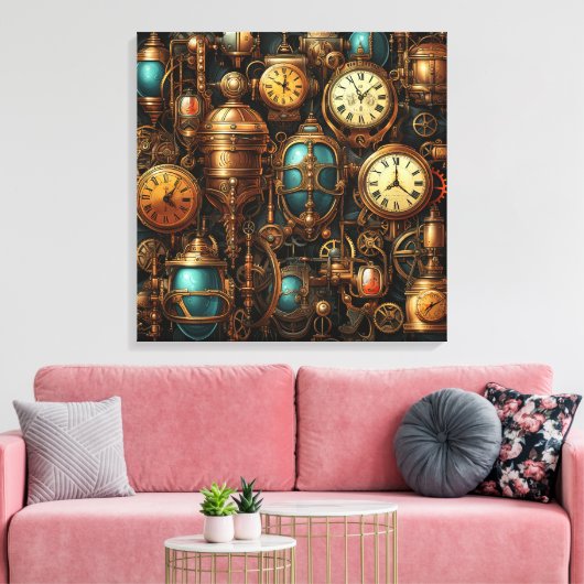 Steampunk Klokken Canvas Art Afdruk (Insitu (Woonkamer))
