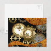 Steampunk, klokken en tandwielen briefkaart (Voorkant / Achterkant)