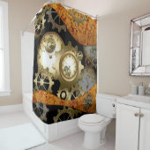 Steampunk, klokken en tandwielen douchegordijn (In situ)