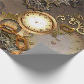 Steampunk, klokken en tandwielen i cadeaupapier (Hoek)