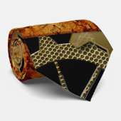 Steampunk, klokken en tandwielen in gouden kleuren stropdas (Opgerold)